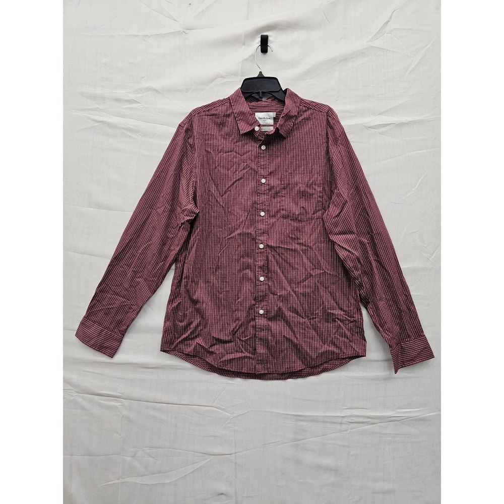 Goodfellow & Co Mens Plaid Long Sleeve Button‎ Down Shirt Red Cotton Size Large